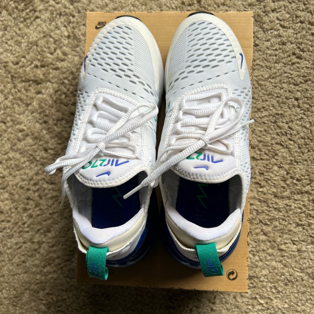 Nike Air Max 270 White with Blue and Green Accents